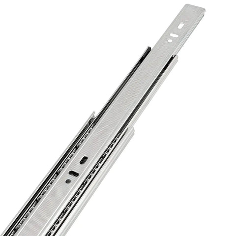 Heavy Duty 20 Inch Drawer Slides With Side Mounted Ball Bearing Runners Full Extension Three Section Glides 200 Lb Capacity Cabinet Slides Durable Cold Rolled Steel Silver Finish Built Tough For Everyday Use, side view