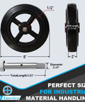 Heavy Duty Casters Featuring Smooth Ride Bearings, Rock Solid Cast Iron Base With Thick Rubber Tires For Dumpsters, Built Tough No Sweat Hauler Champion, 1100 Lb Capacity Bulk Pack Of 100, 8-inch diameter wheel.