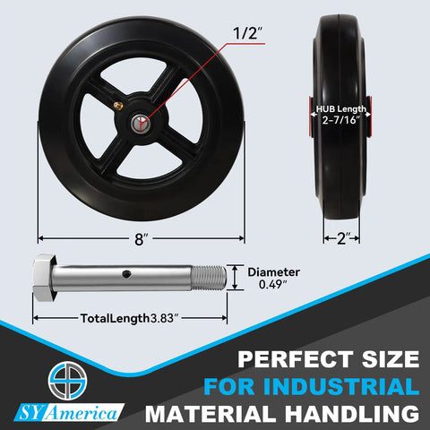 Heavy Duty Casters Featuring Smooth Ride Bearings, Rock Solid Cast Iron Base With Thick Rubber Tires For Dumpsters, Built Tough No Sweat Hauler Champion, 1100 Lb Capacity Bulk Pack Of 100, 8-inch diameter wheel.
