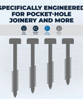 Illustration of Zinc Pocket Hole Screws 1 Inch Fine Thread Pan Head For Woodworking And Cabinetry Indoor Use 500 Count