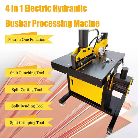 4 In 1 Electric Hydraulic Busbar Cutter Bender Crimper Puncher Machine With Adjustable Valve AC110V in workshop setting