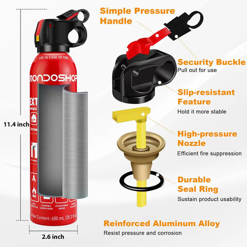 Slick Badass Compact Fire Extinguisher For Home And Car Emergency Kit Ul Certified Multipurpose Safety Gear For Kitchen Auto Use 600 Milliliter Pack Of Two No Sweat Fire Prep