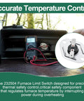 RV Furnace Limit Switch 160 Degree Replacement Part For SF 20 25 30 35 Furnaces And SF 25F 30F 35F Campers Hi Limit Safety Cutoff Switch Durable High Quality Heating Sensor For Reliable Heat Management shown in use.