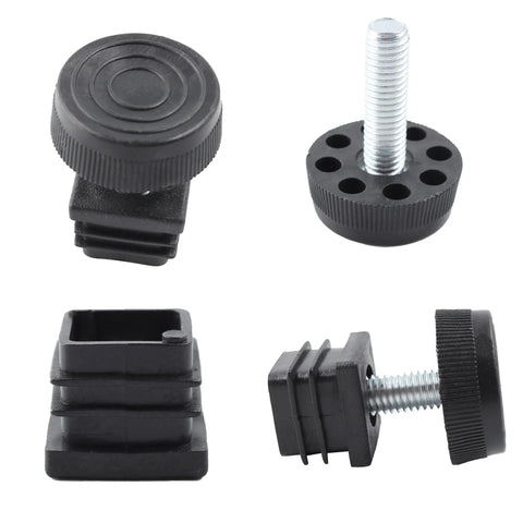Eight Pcs Adjustable Leveling Feet Square Insert Kit for Cabinets Sofas Tables and Chairs No Wobble Black Leveler Glides