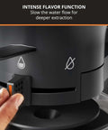 Close-up of 8 Cup Drip Coffee Maker With SCA Certification And Blooming Technology showing intense flavor function dial.