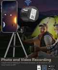 WiFi Eyepiece Camera For Telescopes And Microscopes attached to a telescope, showing live planetary view on a smartphone screen.
