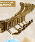 Smooth gold Space Saving Wall Mount Coat Rack With 5 Hooks And Key Holder, vintage aluminum rack in entryway