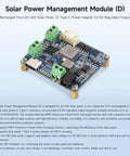 MPPT Dope Solar Power Manager Module With Battery Holder, showing connectors and Type C input, for 6V-24V panels, DIY projects