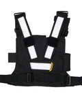 Radio Chest Harness Vest Built For The Job And Ready For Everyday Carry front view showing reflective stripes and buckle closure