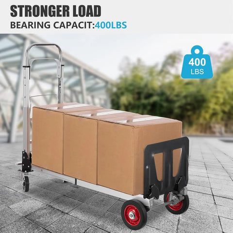 Beefy Heavy Duty 2 In 1 Aluminum Hand Truck Dolly Convertible With One Hand Switch For Versatile Lifting Up To 440 Lbs Four Wheel Or 220 Lbs Two Wheel, 42in