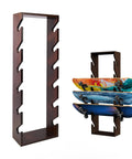 Six Tier Wooden Skateboard Wall Rack Mount 36 Inch Display Stand And Storage Organizer for skateboards with boards inserted
