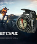 All Weather Dive Compass With Built In Light For Clear Readings Anywhere Waterproof Survival Tool next to hiker