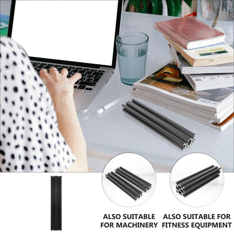 Pro Grade Aluminum Profile Extrusion Linear Rail With Anodized Black Finish For 3D Printer Frames And CNC DIY Rigs on a desk