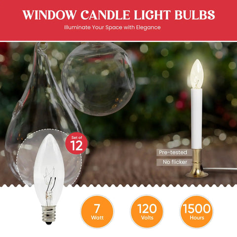 Replacement Light Bulbs For Electric Candle Lamps And Chandeliers No Fuss Easy Fit E12 Candelabra Base Clear 7W 12 Pack