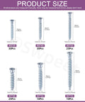 130-Piece Confirmat Screw Kit With 6 Sizes M5 x 35/40/50 And M7 x 40/50/70 Zinc Plated Carbon Steel Phillips Countersunk Self-Tapping Screws