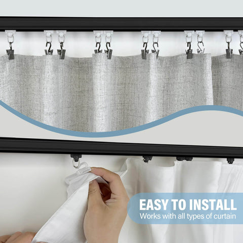 Heavy Duty Ceiling Curtain Track System For 6 To 9 Ft, Aluminum Sliding Rails With Wall Mount, Quiet Pulleys, rust-resistant, waterproof