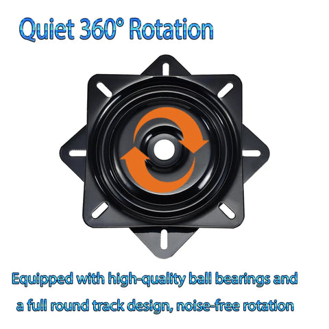 6 Inch Two Pack Boat Seat Swivel Base Replacement With 360 Degree Ball Bearing Swivels, black durable square base with arrows