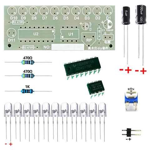 Beginner Soldering Practice Kit For DIY Electronics Training Board Learn Oscillators Counters And Frequency Dividers Hands On With N555 And CD4017 components layout