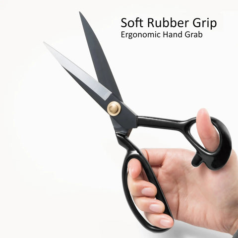 Pro Grade Heavy Duty 10 Inch Fabric Scissors For Leather Sewing And Tailoring, ergonomic hand grip, high carbon steel blades