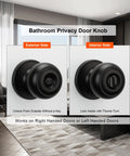 10 Pack Oil Rubbed Bronze Interior Door Knobs Privacy Round Doorknobs for Bedroom or Bathroom with exterior and interior views