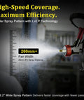 Premium Lvlp Spray Gun Kit Featuring Interchangeable Nozzles Gravity Feed Design Auto Paint Sprayer With Mix Cup delivering a wide spray pattern.