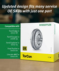 Torque Converter TC0010 Drop In Ready OE Replacement For Ford Edge 2012 To 2018, Escape 2008 To 2019, Explorer 2012 To 2015, Fusion 2010 To 2020, Lincoln MKZ 2007 To 2020 6F35 Transmission boxed unit shown with compatible models