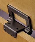 Lid Stay Torsion Hinges For Cabinets, Soft Close, Rustic Bronze Finish, Heavy Duty Cast Zinc Hardware installed on wooden cabinet