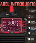 Close-up of Five In One Tig Welder And Plasma Cutter All Purpose Welding Machine digital display and control panel