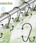 Double Shower Curtain Hooks For Curtain And Liner, Rustproof Metal Rings, 12 Pack, shown on shower rod with smooth glide features