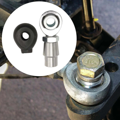 Three Quarter Inch Heim Joint Rod End Kit With Chromoly Joints And Tube For Suspension Steering And Traction Bars Right And Left Hand Thread Steering Joints Panhard Kit Chrome Plated Balls Beefy Rugged Build Smooth Alignment, close-up mounted