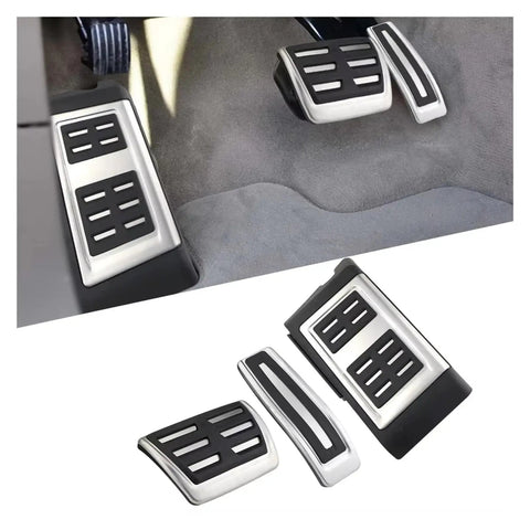 Knockout Clutch Pedal Pads For Vw Touareg 2007 To 2018 showing rubber and stainless steel pedal covers in vehicle interior.
