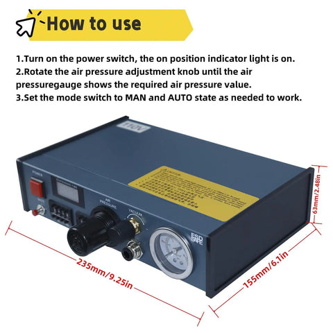 110V Automatic Glue Drip Dispenser for Electronics with 983A Controller and digital gauge display instructions