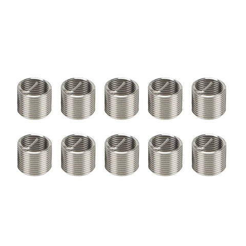 Stainless steel threaded inserts from 15 Piece M10x1.0x13.5mm Thread Repair Kit With Metal Drill Bit Tap And Threaded Inserts Installation Tool Set