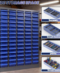 Garage-Grade 75-Drawer Nut and Bolt Organizer Cabinet with ABS Drawers, 36 Inch High, 26 Inch Deep, 9 Inch Wide Hardware Storage, Adjustable Shelves and Label System for Workshop, Lab, and Home Garage Tool Storage, front view with wide storage space