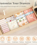 Straight Up Tall 3.2 Inch Adjustable Drawer Dividers For Clothes Heavy Duty Abs Plastic Closet Organizers With Non Slip Silicone Pads Keep Your Garments Snug And Scratch Free, drawer with organized clothes.