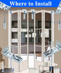 Diagram of bifold door installation with Bifold Door Hardware Kit 2 Pack Bi-fold Sliding Closet Door Hardware Kit Includes Top and Bottom Brackets