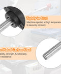Rock Solid 8 Pack M6 Metric Tee Wing Thumb Screws With Black Plastic Handles Matching Nuts And Washers showing tightly-in stud and zinc plated carbon steel.