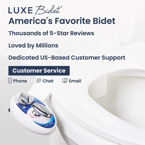 Luxe Bidet with controls, part of Warm Water Bidet Attachment With Dual Nozzles Self Cleaning Non Electric Toilet Seat Attachment Easy Install Adjustable Water Pressure Rear And Feminine Wash Blue, near toilet seat.