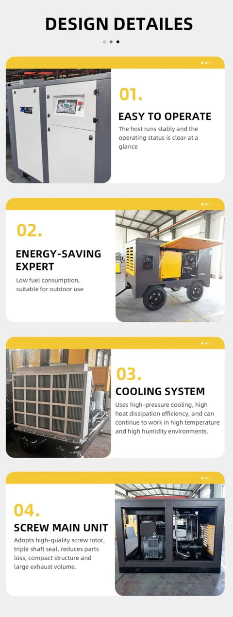 Heavy Duty Industrial Electric Air Compressor With Mobile Screw Design For Construction Mining And Drilling. Features Stable Output And Sustained Performance To Handle Tough Infrastructure Maintenance Jobs. Reliable Durability Built For Demanding