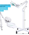 Diagram of Ultra Bright 5X Magnifying Floor Lamp With Rolling Base, 2200 Lumens LED Glass Lens Magnifier, adjustable stand, swivel arm