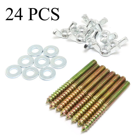 Heavy Duty Galvanized Steel Hanger Bolts With Wing Nuts And Flat Washers Real Deal Hardware Kit For Pet And Household Furniture Fix 1/4X2 1/2 Inch Double Headed Screws Complete Pack Set, includes bolts, wing nuts, washers.