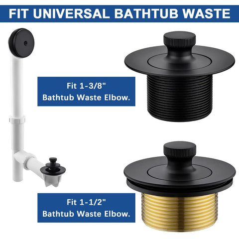 Brass Bathtub Drain Kit With Lift And Turn Mechanism, Single Hole Overflow Faceplate, Matte Black Finish, Universal Fit