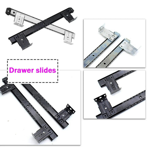 One Pair 14 Inch Heavy Duty Steel Drawer Slides Silent Ball Bearings 40kg Load Capacity Cabinet Furniture Workshop Smooth Glide Robust Construction Easy Install No Jank Vibe For Home Renovation Projects Reliable Long Term Storage Solutions black steel drawer slides