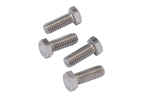 Four 3/8-16 x 1 in stainless steel hex bolts (304), arranged at angles