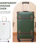 Army Green vintage 3 piece luggage set hardside lightweight spinner suitcases with under seat train case retro style travel gear