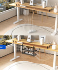 Before and after using Extendable Under Desk Cable Management Tray With Clamp For Multiple Models Metal Cord Organizer And Power Strip Holder