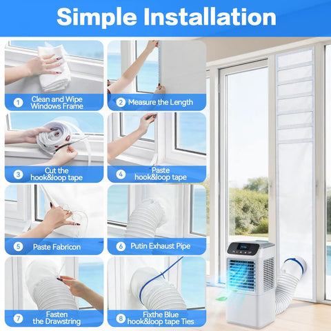 Installation steps for All In One Window Vent Kit For Portable AC And Dryer With Waterproof Seal Zero Gap Lock Fits 5 To 6 Inch