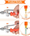 Hand holding adjustable handle of Two Pack 29 Inch Spray Wand Kit With Brass Barb Fittings 1/4 Inch And 3/8 Inch, showing ON and OFF positions.