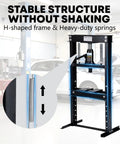 12 Ton Hydraulic Shop Press With Movable Plates And Adjustable Height H Frame For Garage Floor Use Overload Protection