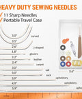 Heavy Duty Sewing Needles Set With Waxed Thread Spools, 11 Tough Needles And 7 Color Waxed Threads displayed with ruler